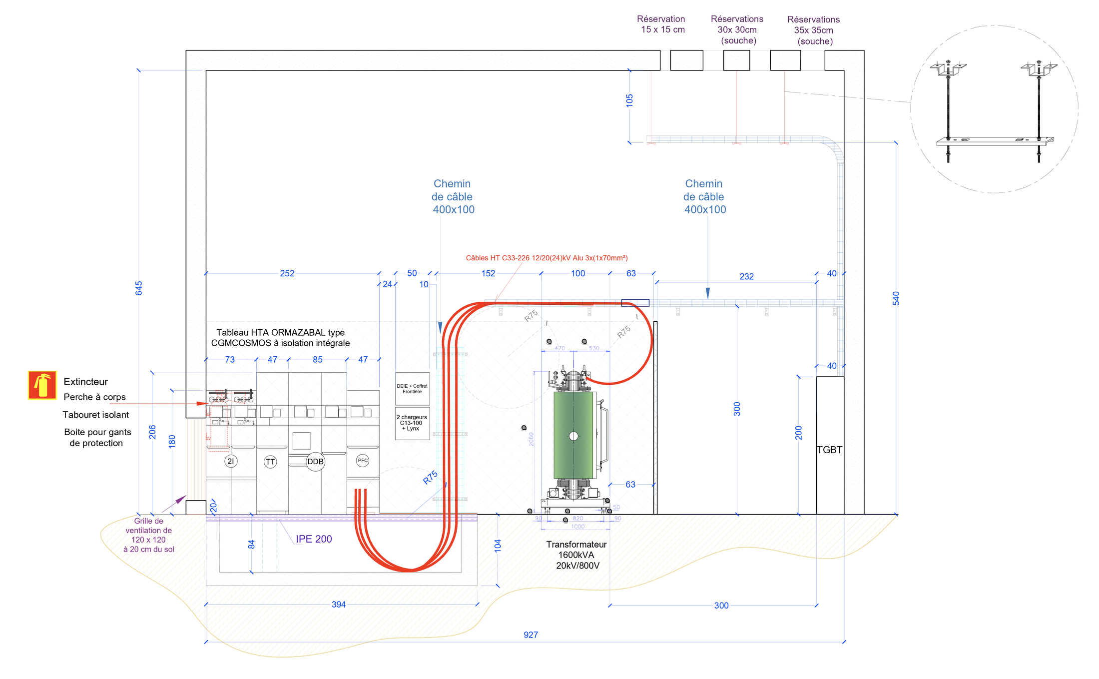 Projets photovoltaïques Virya Energy — plan technique poste HTA/BT